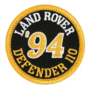1994 Land Rover Defender 110 Embroidered Patch Black/Yellow Gold Iron-On Sew-On - Picture 1 of 2