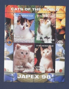 TURKMENISTAN - MNH S/S - Cats - Japex 98 show - Rotary, Lions Club - 1998 --b - Picture 1 of 1