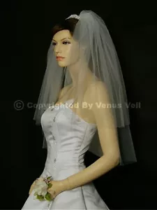 Handmade 2T White Elbow Length Cut Edge Bridal Wedding Veil - Picture 1 of 5