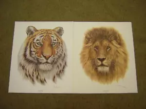 Conjunto de impresión artística de edición limitada Charleyn león africano y tigre siberiano par - Imagen 1 de 3