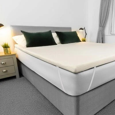 AviiatoR® 5cm Memory Foam Mattress Topper Double Bed With Cover Made In The UK