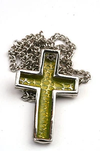 Designer gebogenes Kreuz Halskette für Männer 22" Kette abgeschrägtes Design mit Inlay - Bild 1 von 7