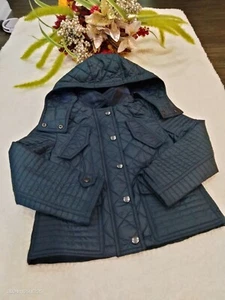 Burberry kids navy blue quilted hooded jacket Size 5 unisex new - Picture 1 of 16