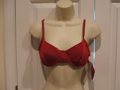 nwt Newport News  sunstreak DARK RED Lined Bandeau bra swimtop size 8 - Image 1 of 2
