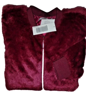 Chaqueta Bomber Justfab Para Mujer Piel Sintética Cremallera Completa Borgoña Talla XL Nueva - Imagen 1 de 5