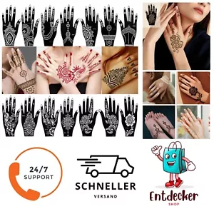 14 Blatt Henna Schablonen – Mehndi Tattoo Stencils für Hände & Körper - Bild 1 von 1