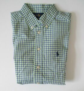 Polo Ralph Lauren Boys Check Poplin Long Sleeve Shirt Lime Multi Sz 2/2T - NWT