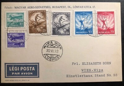 1933 Budapest Hungary WIPA Special Flight Postcard Cover To Vienna Austria - Image 1 of 2