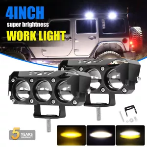 4inch Flush Mount White Yellow LED Work Light Bar Offroad Driving Fog Pods Truck - Picture 1 of 11