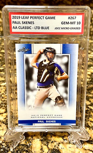 PAUL SKENES 2019 LEAF PERFECT GAME LIMITED BLUE “GEM-MINT 10” ROOKIE CARD #267!