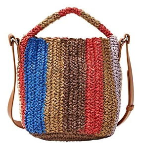 ESPRIT Drew Woven Straw Crossbody Bag Umhängetasche Tasche Multicolour braun Neu - Bild 1 von 1