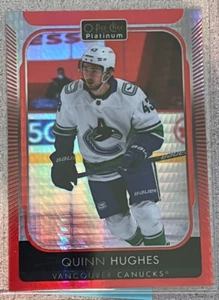 Quinn Hughes Platinum Red Prism /199 2021-22 O-Pee-Chee #121 - Picture 1 of 2