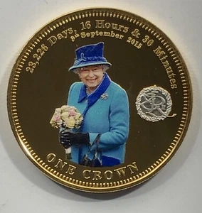 2014 One Crown Colorized Coin. Queen Elizabeth Countdown to Jubilee. - Picture 1 of 3