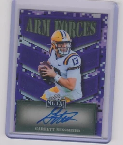 2025 Leaf Metal Garrett Nussmeier Auto #2/10 Purple Arm Forces LSU Tigers - Picture 1 of 2