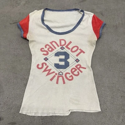 Camiseta de bebé vintage años 50 60 blanca jersey gráfico verdadero vintage grunge envejecida Foto 1 de 4