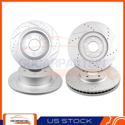 Brake Front And Rear Disc Rotors Slotted For 2007-2008 For Nissan Maxima 4pcs Foto 1 de 4