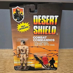 1990 Desert Shield Combat Commandos GI Joe Black Hair #1 Great Condition Diecast - Bild 1 von 7