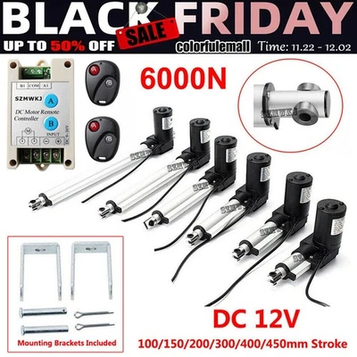 Heavy Duty 12V Linear Actuator 6000N Electric Motor W/ Motor Controller Brackets - Image 1 of 4