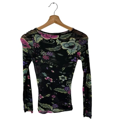 Camiseta de malla estampada floral VIVIENNE TAM talla 1 vintage Y2K Foto 1 de 4