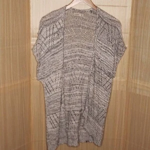 Abercrombie Kids Girls Black White Heathered Open Duster Cardigan Sweater XL - Picture 1 of 5