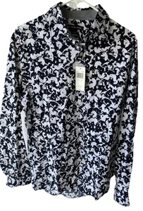 Michael Kors Men’s Button Up Black And White Shirt. Size Med. NWT.  New With Tag - Picture 1 of 8