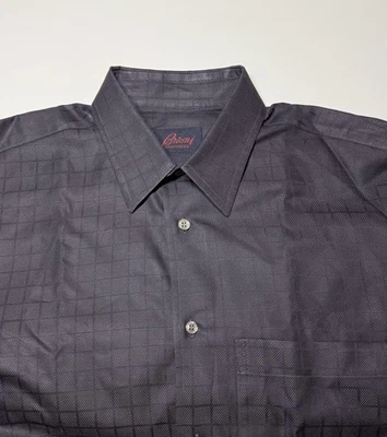 Camisa Brioni Para Hombre Mediana Marrón Vestido a Cuadros Hecha en Italia Foto 1 de 4