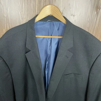 GS Perfect Fit Blazer Jacket Mens 60R Dark Gray Solid Polyester Wool Two Buttons - Image 1 of 4