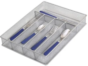 Metal Silverware Organizer for In-Drawer Cutlery Storage, 5 Compartment Mesh ... - Picture 1 of 5