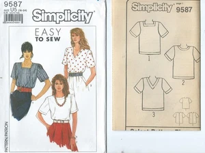S 9587 sewing pattern Pullover TOPS Neck variations BLOUSE sew sizes 16~24 UNCUT - Picture 1 of 1