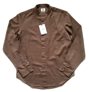 PAUL SMITH Shirt Grandad Henley Collar Mens M Casual Fit Khaki - Picture 1 of 11