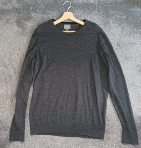 Linea Men's Jumper XL 100% Merino Wool The Prestwick Grey Round Neck - Picture 1 of 10