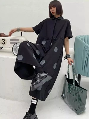 Black Grey Urban Street Chic Designer Loose Floaty  Summer Dungaree Jumpsuit 12 - Image 1 of 4