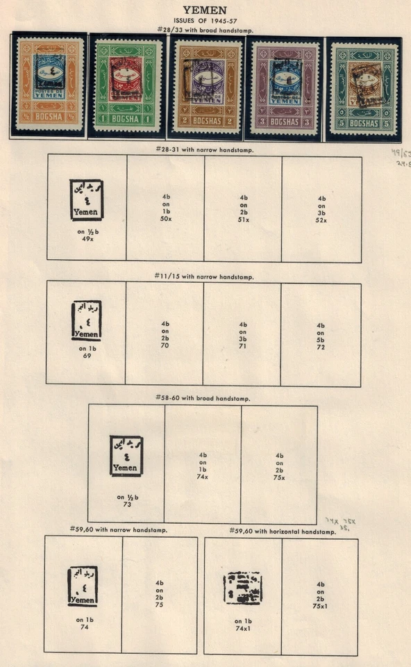 Yemen 1945-1947 SG 49a-53 Used w/Handstamp GEM VERY RARE! - Image 1 of 1