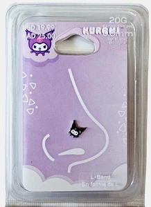 NEW! SANRIO KUROMI Rhinestone Nose Piercing Stainless Steel Post 20G L-Bend - Picture 1 of 3