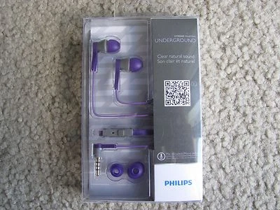 Brand New Philips SHE5105PP/28 CitiScape Underground Headphones w/ Mic (Purple) - Image 1 of 4