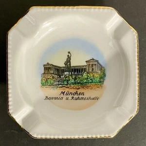 Vintage Handgemalt German Ashtray Bavaria 37 Munchen Bavaria u Ruhmeshalle 3" - Picture 1 of 5