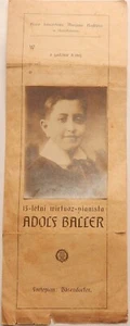 ADOLPH BALLER 13 YEARS OLD JEWISH PIANIST BRODY POLAND PROGRAM STANISLAWOW 1924 - Picture 1 of 5