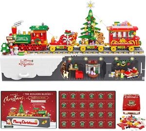 Advent Calendar 2024 Christmas Train Building Blocks Set, 24 Boxes-1529 Pieces C - Picture 1 of 6