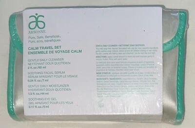Arbonne Calm Set de Viaje Limpiador Diario Suero Facial Hidratante Gel para Ojos NUEVO Foto 1 de 2