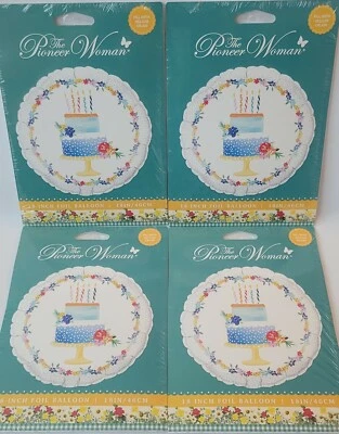 Lot of 4 Pioneer Woman Party 18 Inch Foil Birthday Balloons NEW and SEALED M2 - Image 1 of 4