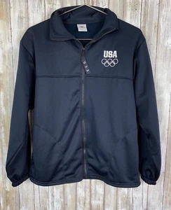 Chaqueta de pista delantera con cremallera azul marino del Comité Olímpico de Estados Unidos M mediana - Imagen 1 de 6