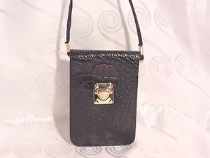 VEGANE LEDER MODE TASCHE KREUZKÖRPER #SCHWARZ MIT ROSA FUTTER #322252-910 - Bild 1 von 1