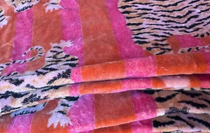 Indian Velvet Hippie Upholstery Soft Dress Making Fabric Tiger Print By Yard Art - Picture 1 of 5