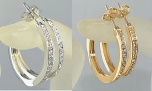 REAL 9K Rose / White Gold Filled 25mm made with Swarovski Crystal Earring Xmax - Picture 1 of 10