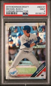 2019 BOWMAN DRAFT CHROME MICHAEL BUSCH 1ST BOWMAN REFRACTOR PSA 9 MINT - Picture 1 of 1
