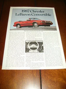1987 CHRYSLER LeBARON CONVERTIBLE  ***ORIGINAL ARTICLE*** - Picture 1 of 3