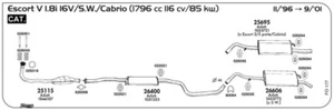 MARMITTA POSTERIORE PER FORD Escort V 1.8i 16V/S.W./Cabrio 1796 cc 116 cv/85 kw - Imagen 1 de 1