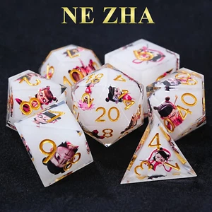 Resin DND Dice Set 7PCS Sharp Edge Polyhedral NE ZHA Dungeons & Dragons RPG Game - Picture 1 of 8