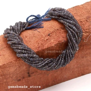 13" IOLITE faceted gemstone RONDELLE beads 3-4mm WATER SAPPHIRE - Picture 1 of 9