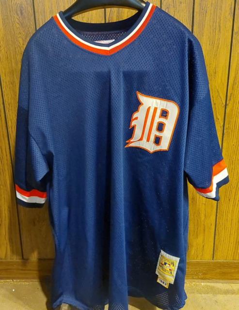 Men' S Mitchell & Ness Alan Trammell Navy Detroit Tigers 1984 Authentic Cooperstown Collection Mesh Batting Practice Jersey